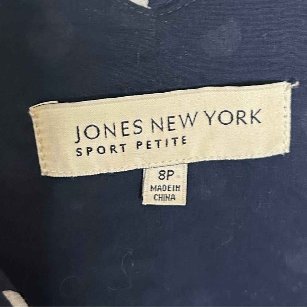 Jones New York navy and white polka dot A- line cotton dress. Size 8 petite - Picture 5 of 9